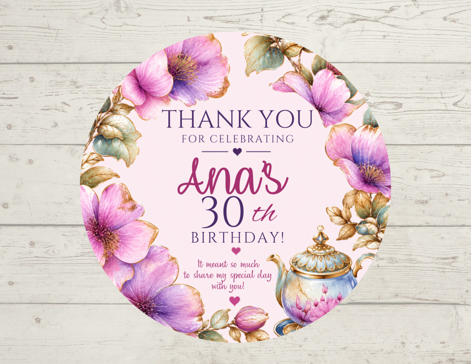 floral party stickers personalized tea party stickers