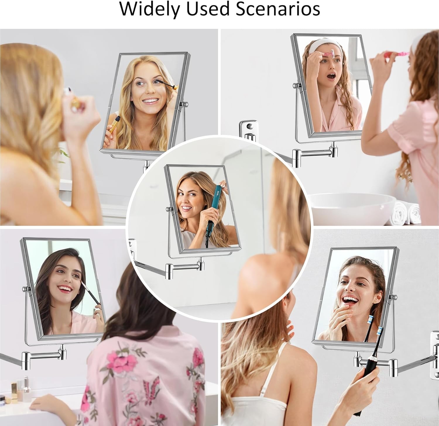 3X Magnifying Wall Mounted Vanity Makeup Mirror | Rectangular 8X6 Inch With