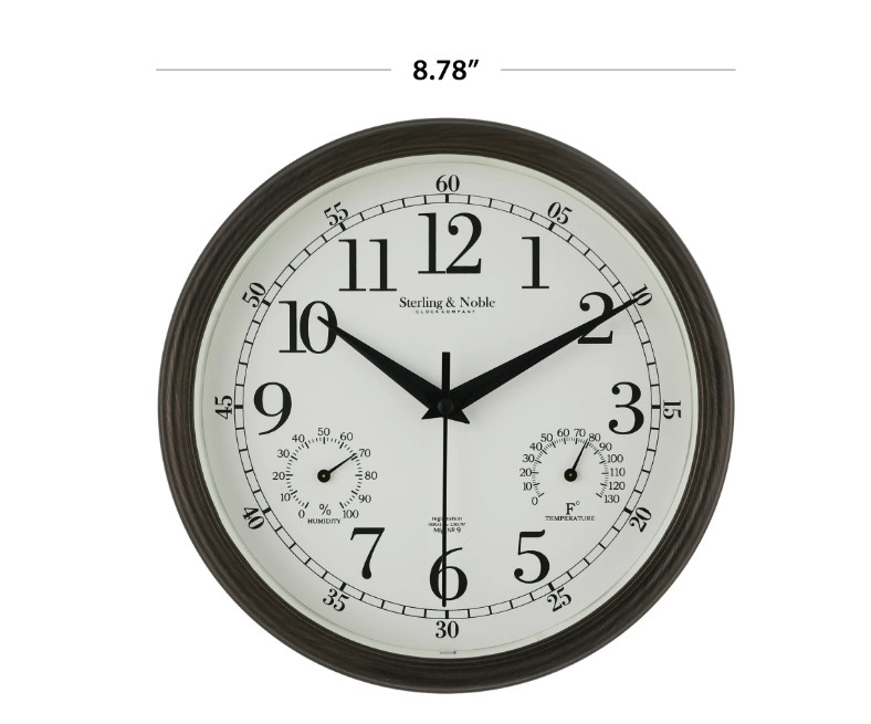 Mainstays 8.75&Prime; Indoor/Outdoor Antique Bronze Round Arabic Analog Wall Clock