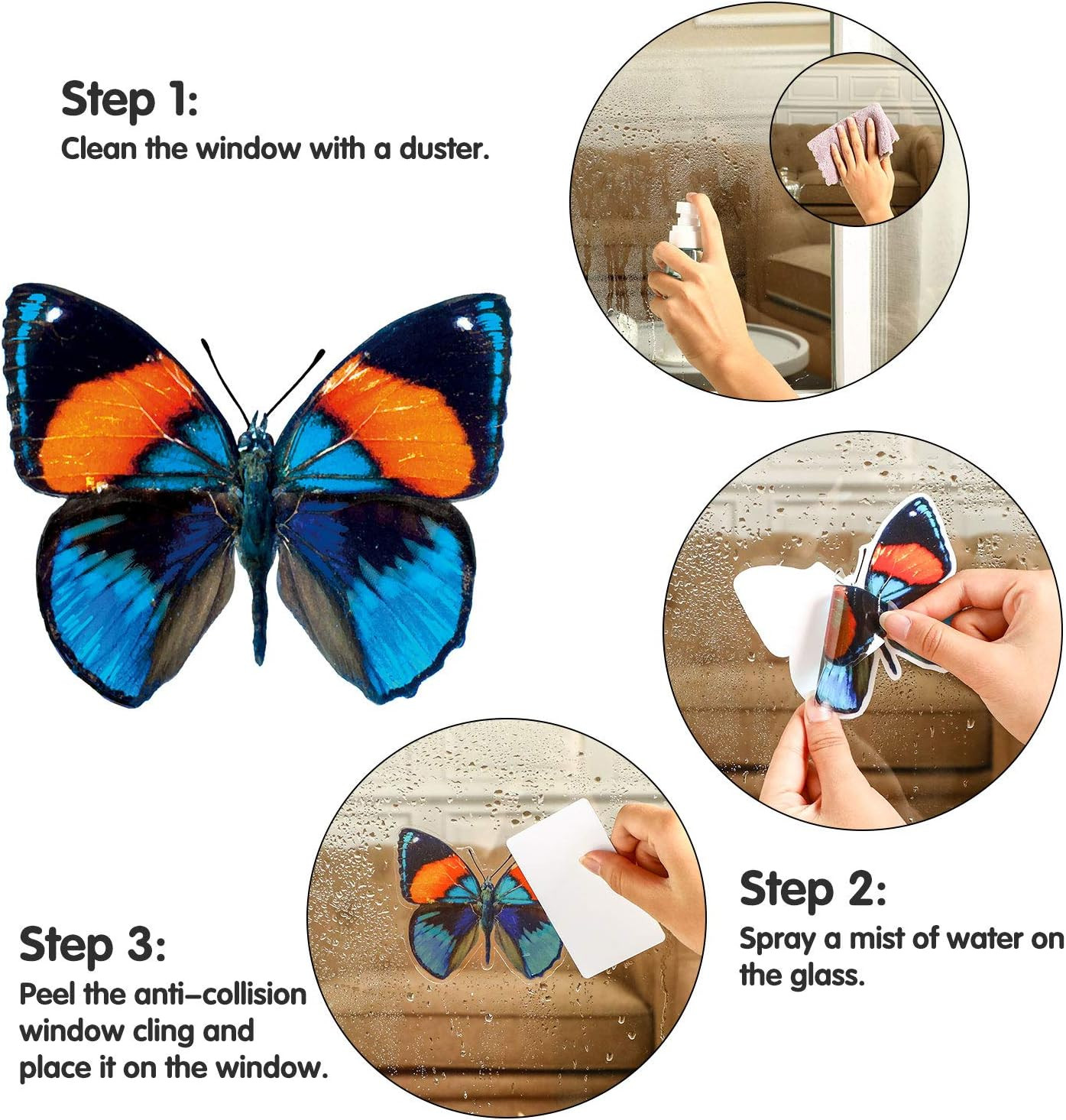 Outus 40 Pieces Butterfly Anti-Collision Window Stickers Christmas Decor Butterf