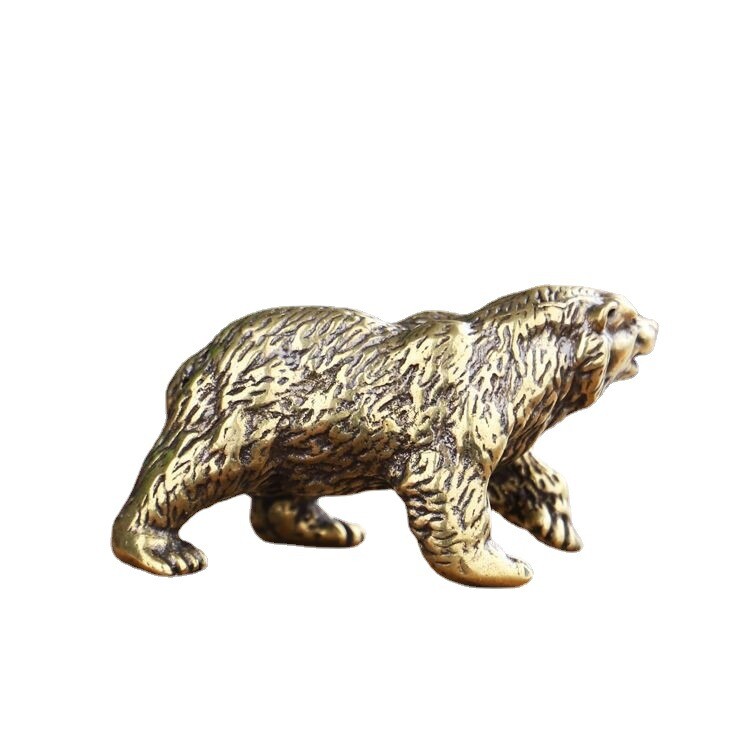 Solid Brass Bear Figurine Statue Animal Figurines Toy House Desktop Decoration