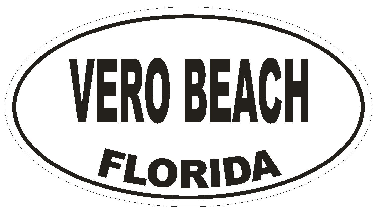 Vero Beach Florida Oval Bumper Sticker or Helmet Sticker D1352 Euro Oval