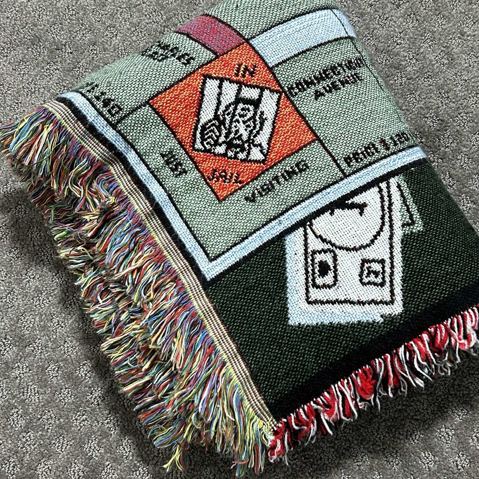 Monopoly Woven Throw Approx. 43” X 42” Pre-owned Excellent Condition