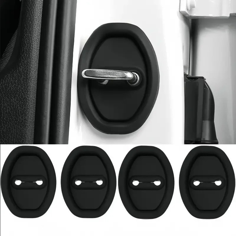 4PCS Car Door Strike Protector – Silicone Silent Latch Guard & Rust Stopper