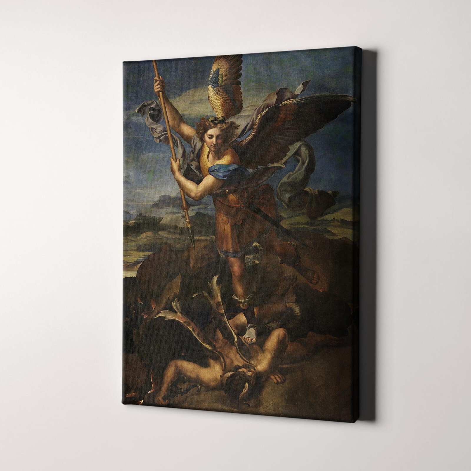 Saint Michael Vanquishing Satan by Raphael Christian Jesus Canvas Wall Art Print