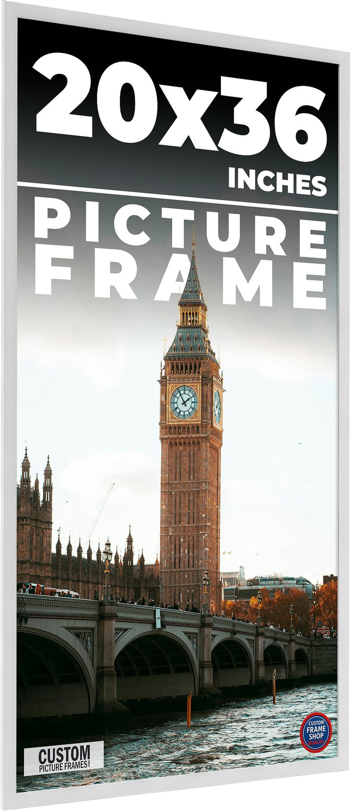 20×36 Frame White Real Wood Picture Frame Width 0.75 inches | Interior Frame Dep