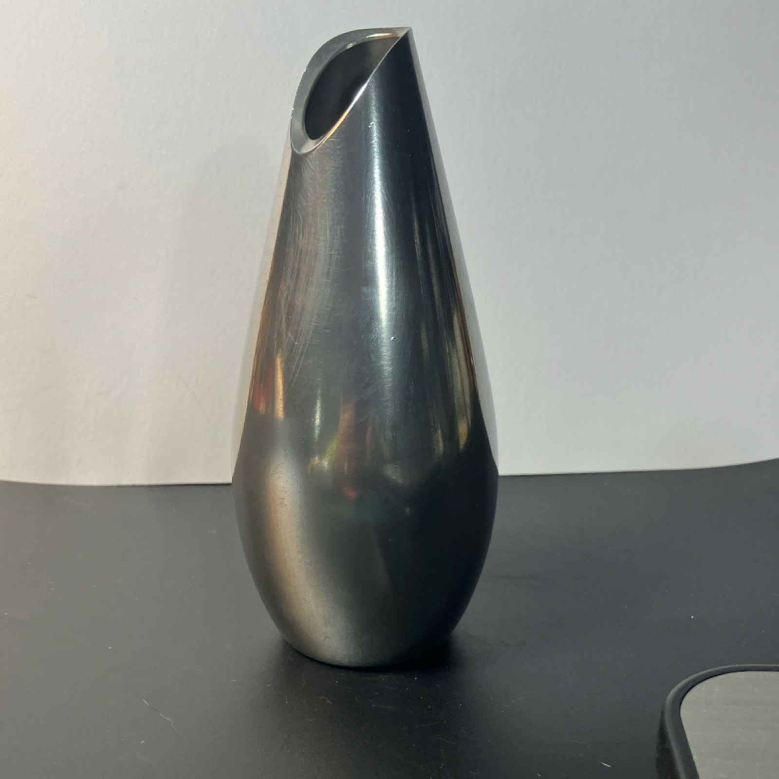 KMD Tiel Silver Metal Flower Vase Decorative 6 in Freestanding Made in Holland
