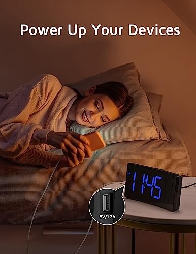 Projection Alarm Clock, Digital Clock with 180° Rotatable Projector, 3-Level Bri