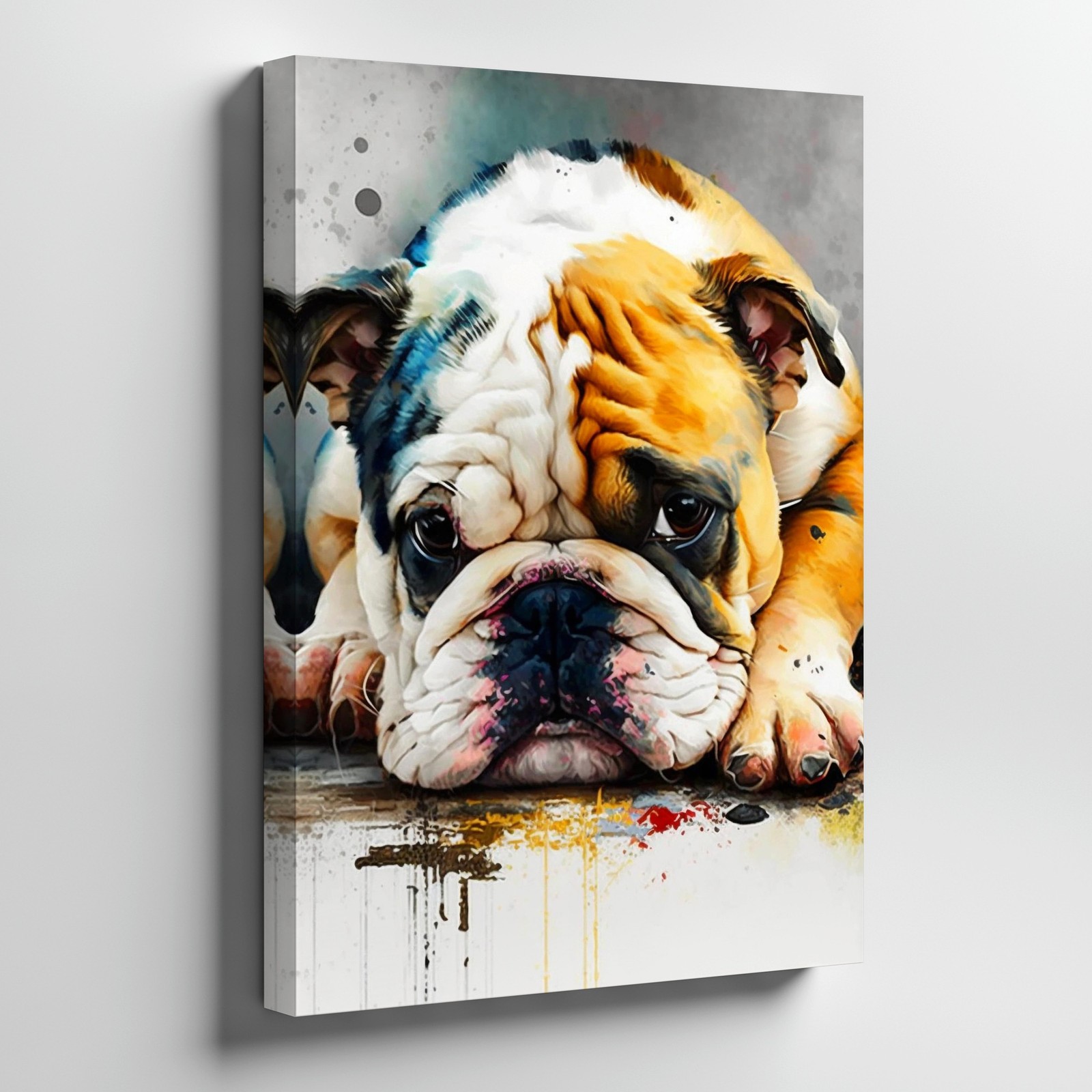 Cute Bulldog Puppy Canvas Wall Art Animal Print Painting For Nursery Decor Home