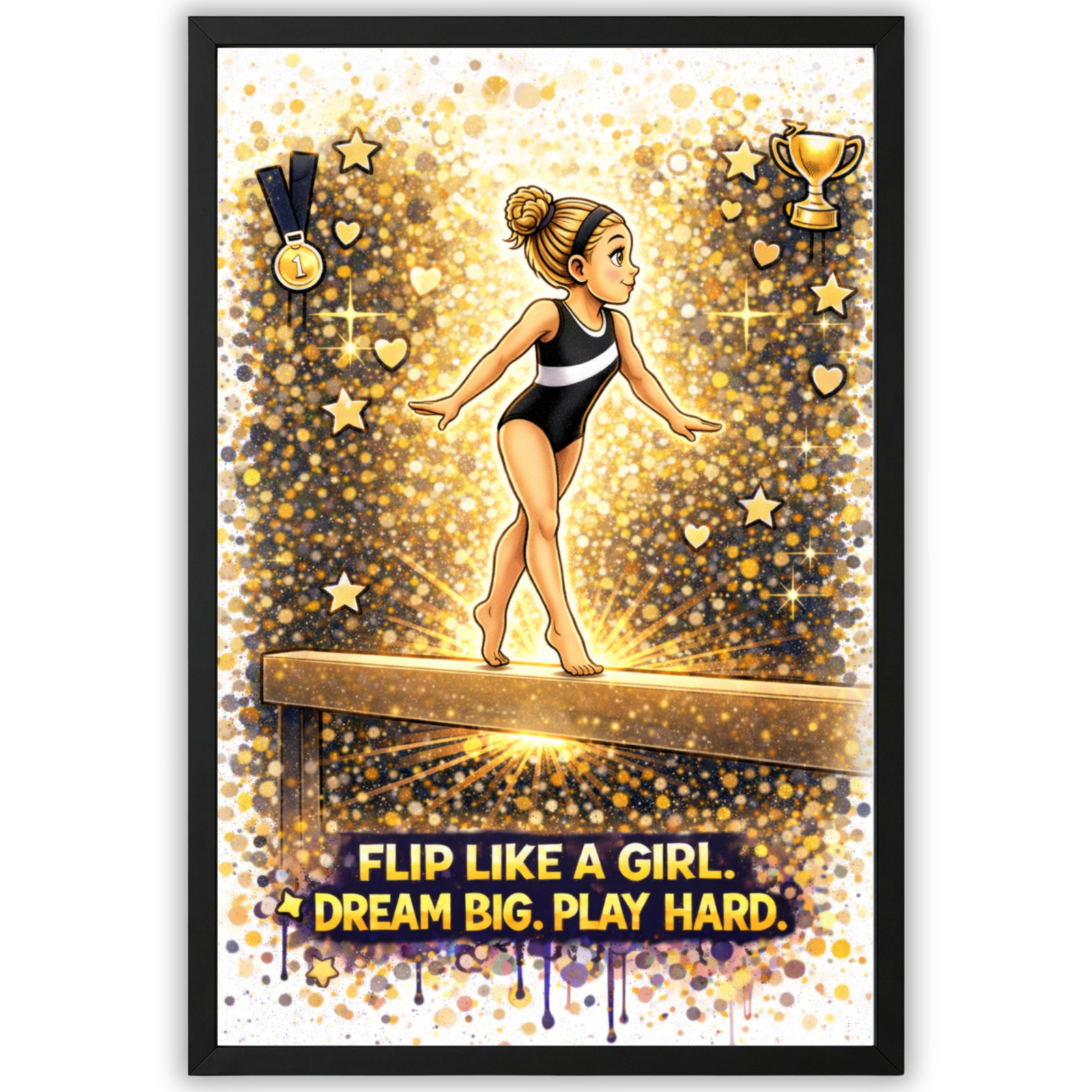 Gymnastics Poster for Girls Inspirational Wall Art Gymnast Kids Decor 11×17