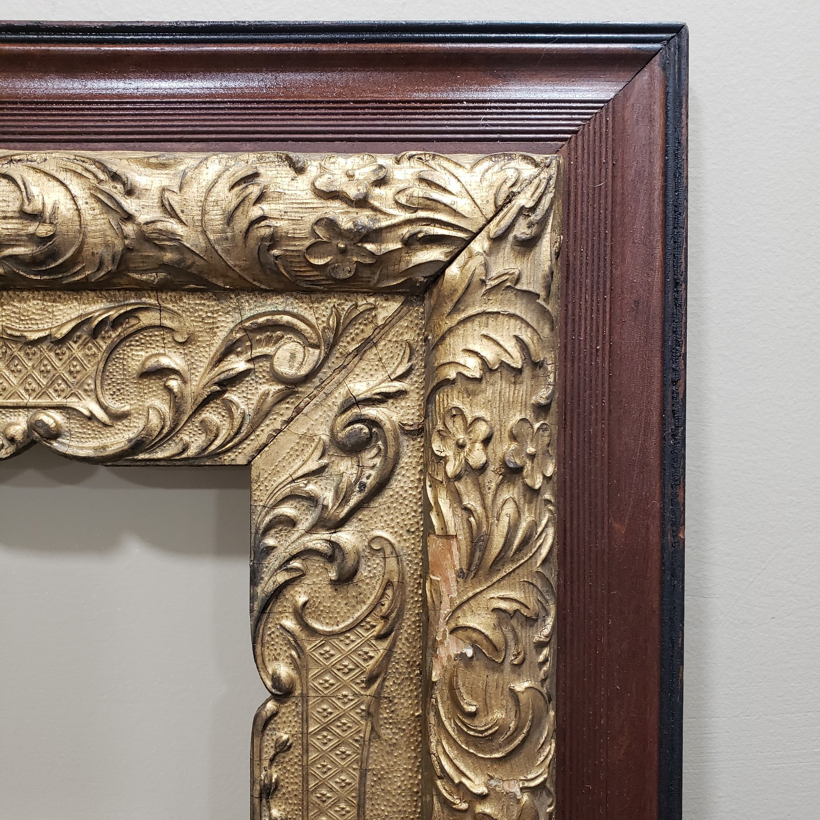 Antique Picture Frame 12×20 Ornate Gilt Compo Wood Surround Baroque Rococo c1900