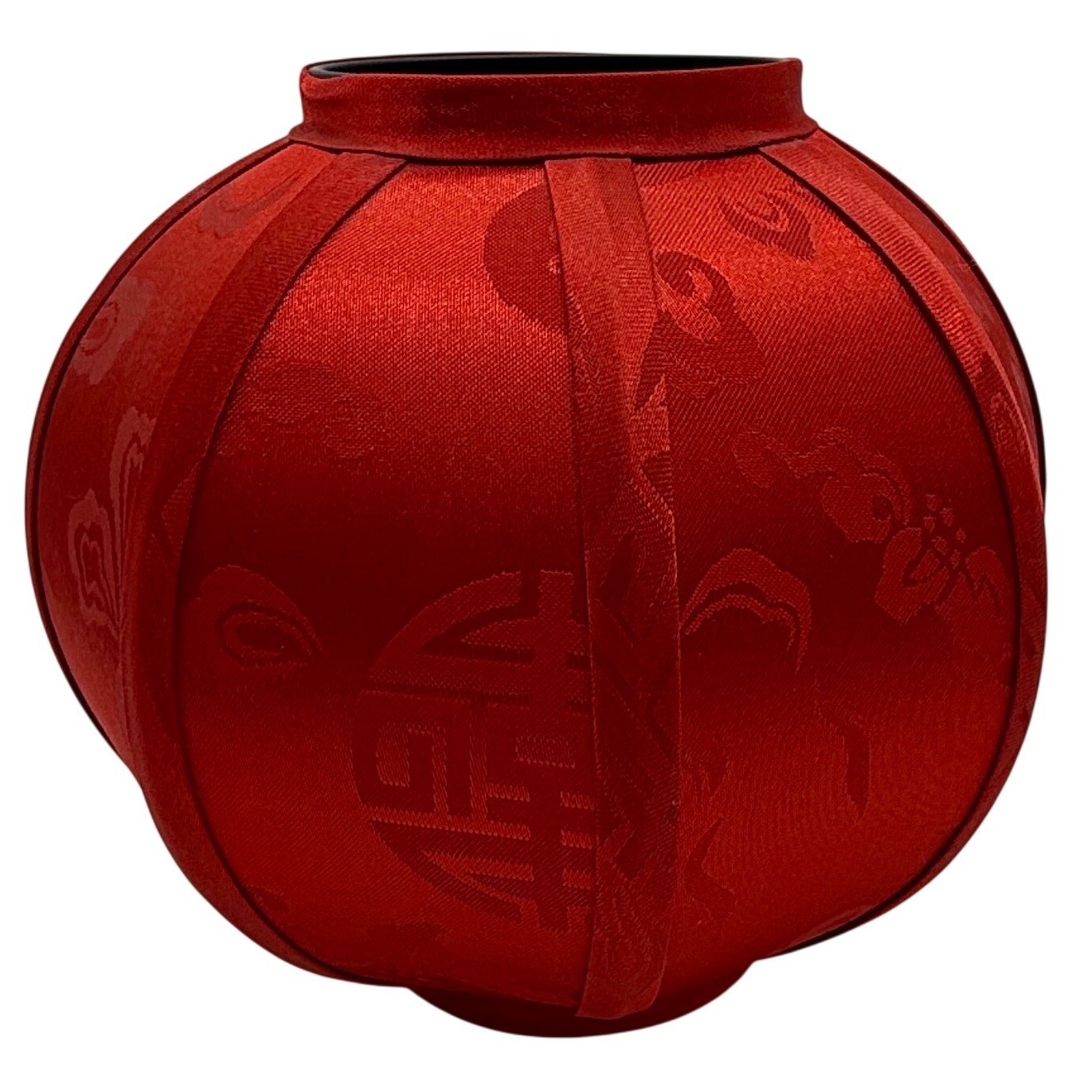 Red Satin Chinese Lantern Jacquard Longevity Symbol Asian Oriental Decor 6in