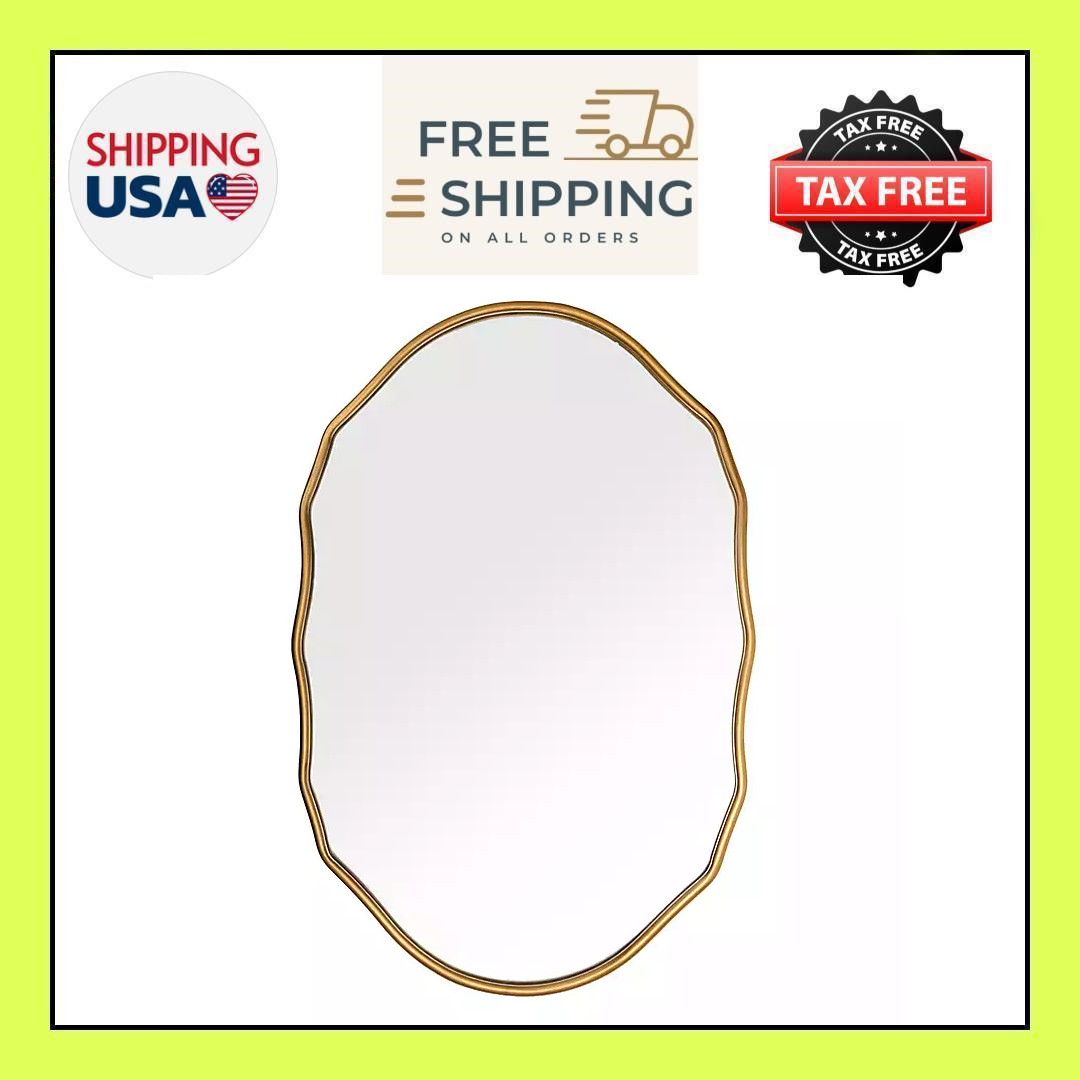 SALE!! Oval Gold Madalyn Metal Wall Mirror – Elegant Home Decor Accent-FREE SHIP
