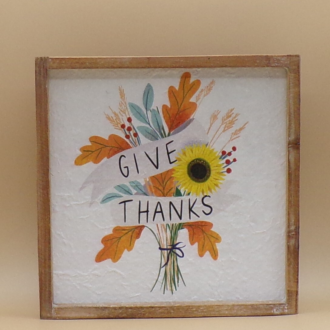 Give Thanks Fall Sunflower Wall Plaque 10&Prime;x10&Prime;x1&Prime; New Ganz CBK