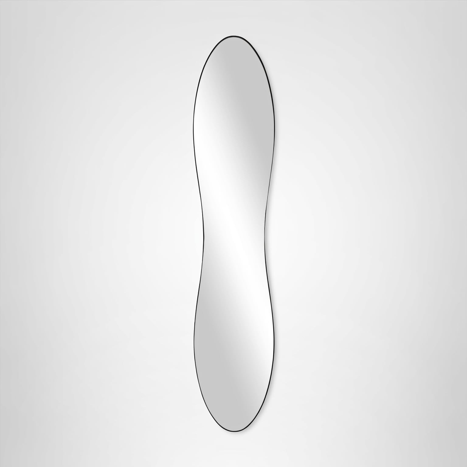 Wavy Wall Mounted Mirror – 9&Prime; x 2&Prime; x 45&Prime; Entryway Decor, Black Metal Design