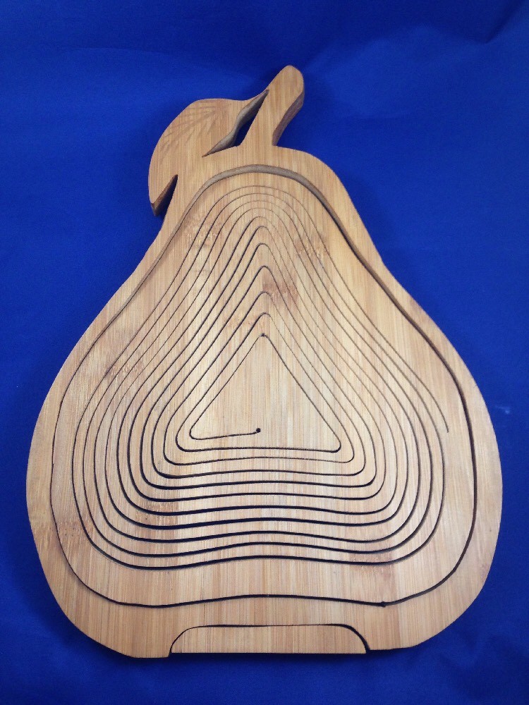 Collapsible Wooden Pear Fruit Bowl Bread Basket Display Basket