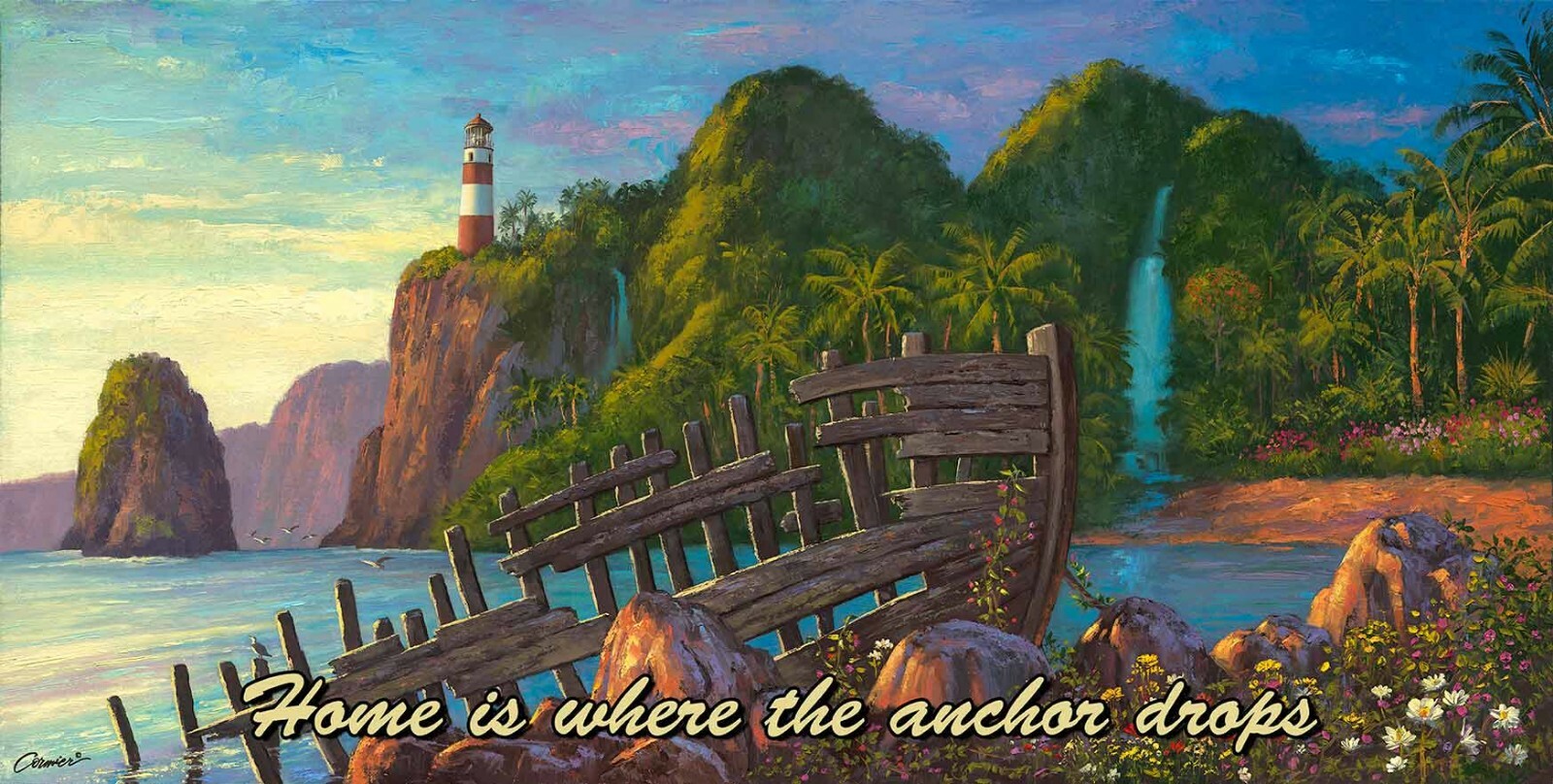 Paradise Cove, Home is where the Anchor Drops Metal Sign