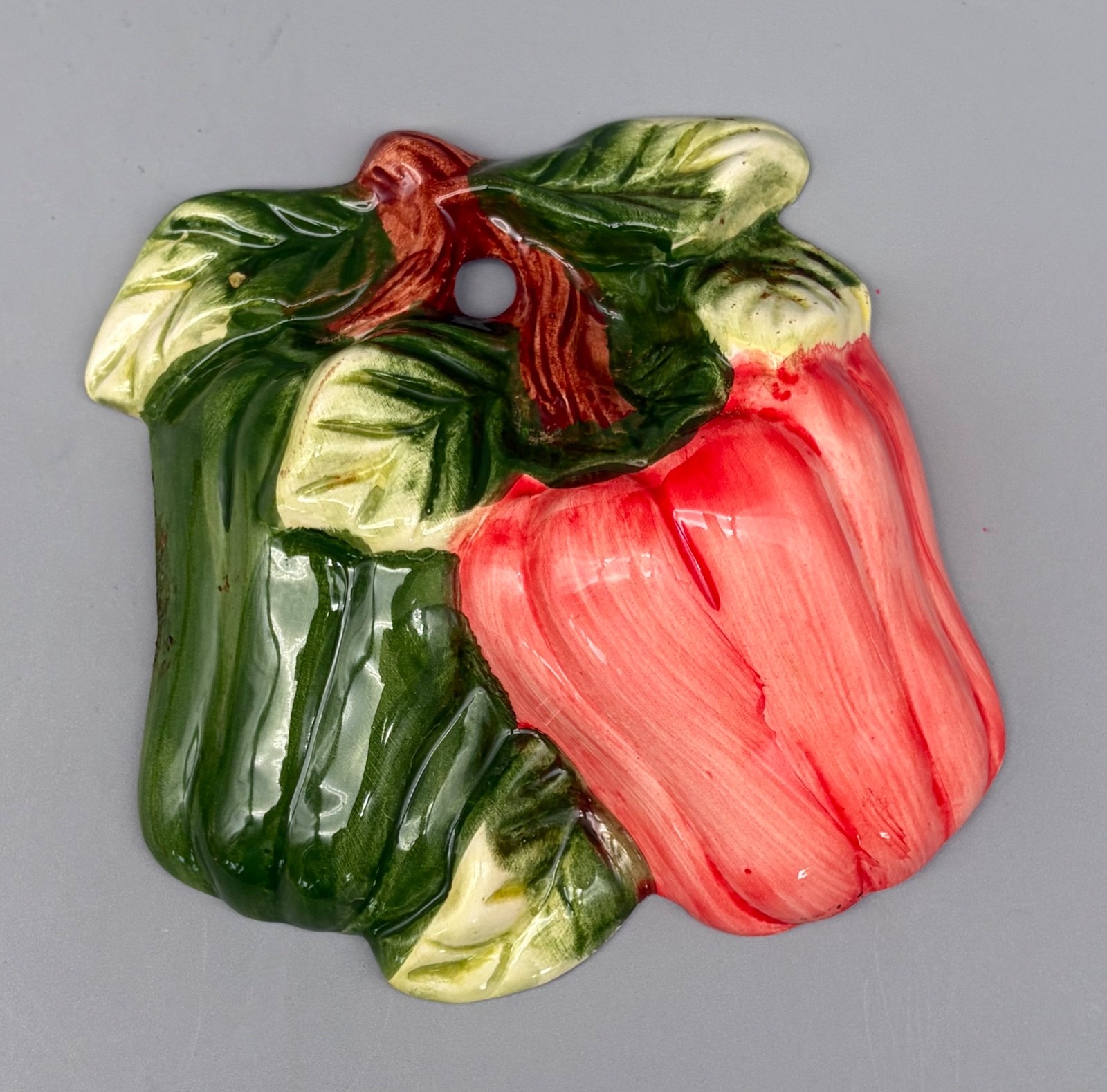 3 VTG Ceramic Glazed Fruit Vegetable 3D Kitchen Decor Wall Hanging Plaques MCM