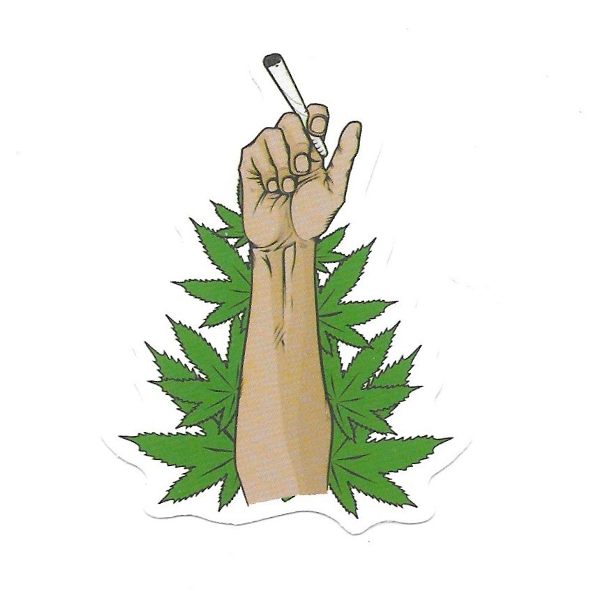 Raising Joint Vinyl Sticker Hand Weed Decal 420 Stoner Gift Cannabis Art Green