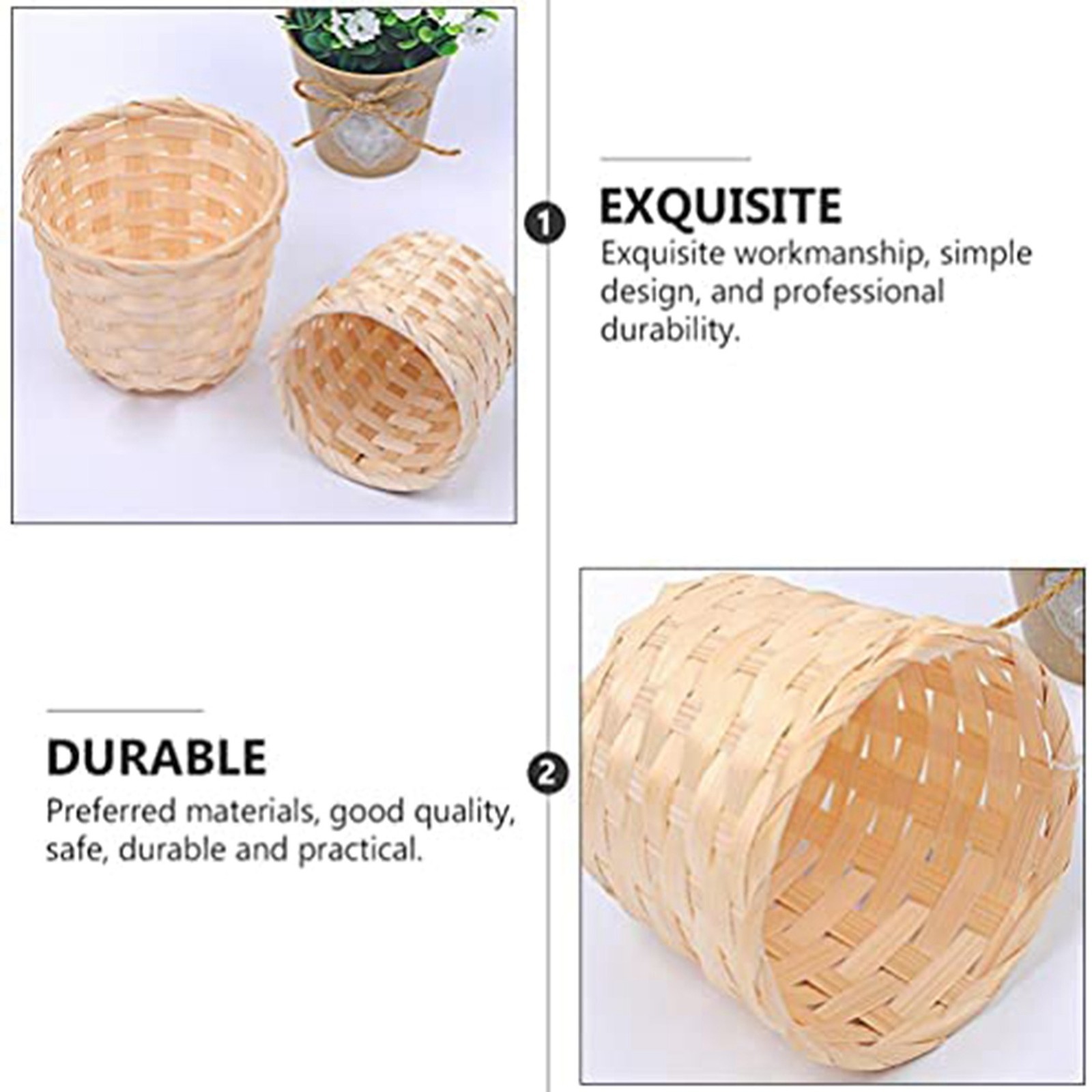 5PCS Woven Baskets Without Handles for Party Favors Crafts Decor Suitable2011