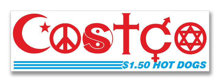 Costco « Coexist » $1.50 Hot-Dog Vinyl Bumper Sticker