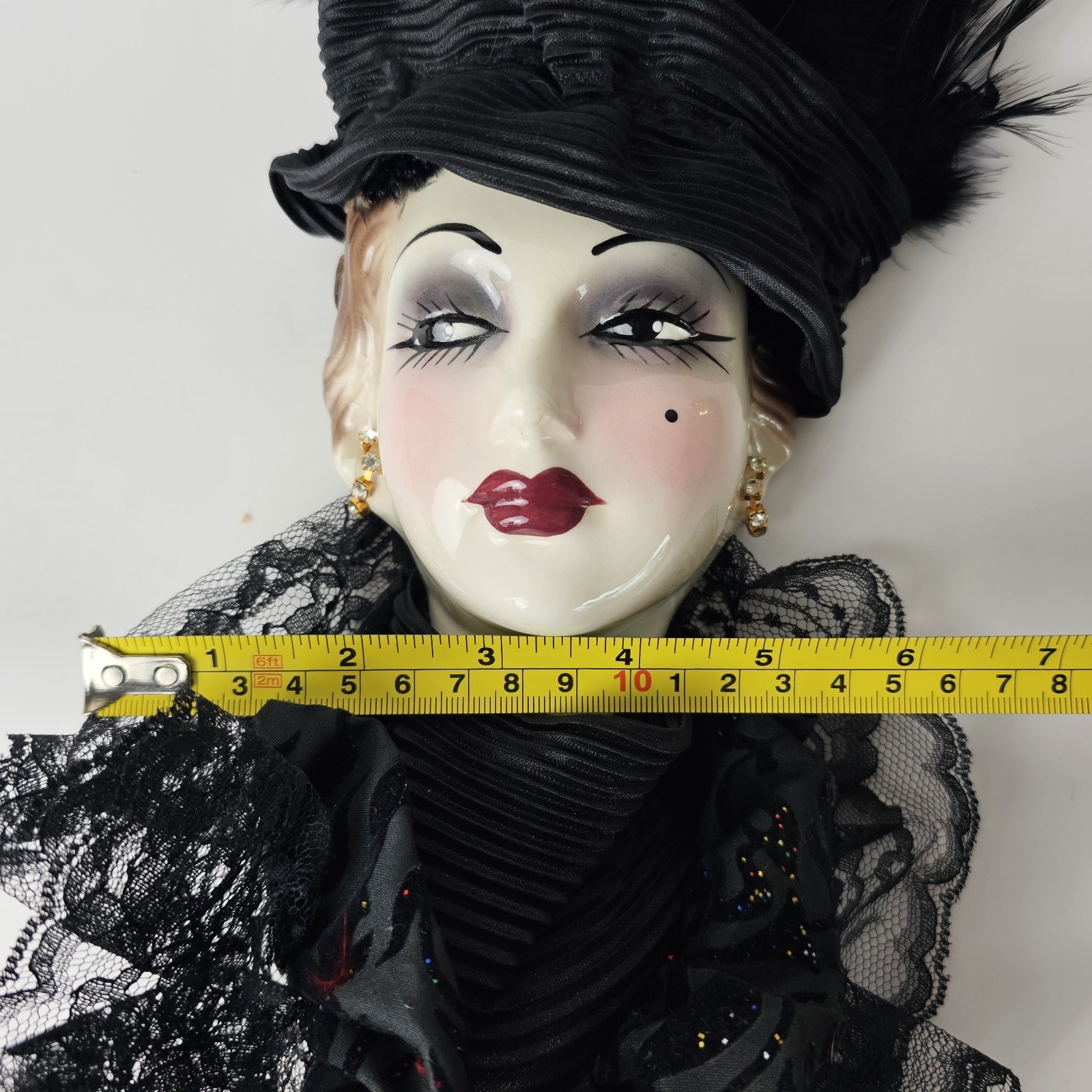 Unique Creations Limited Edition Lady Face Mask Wall Hanging Decor Feather Lace