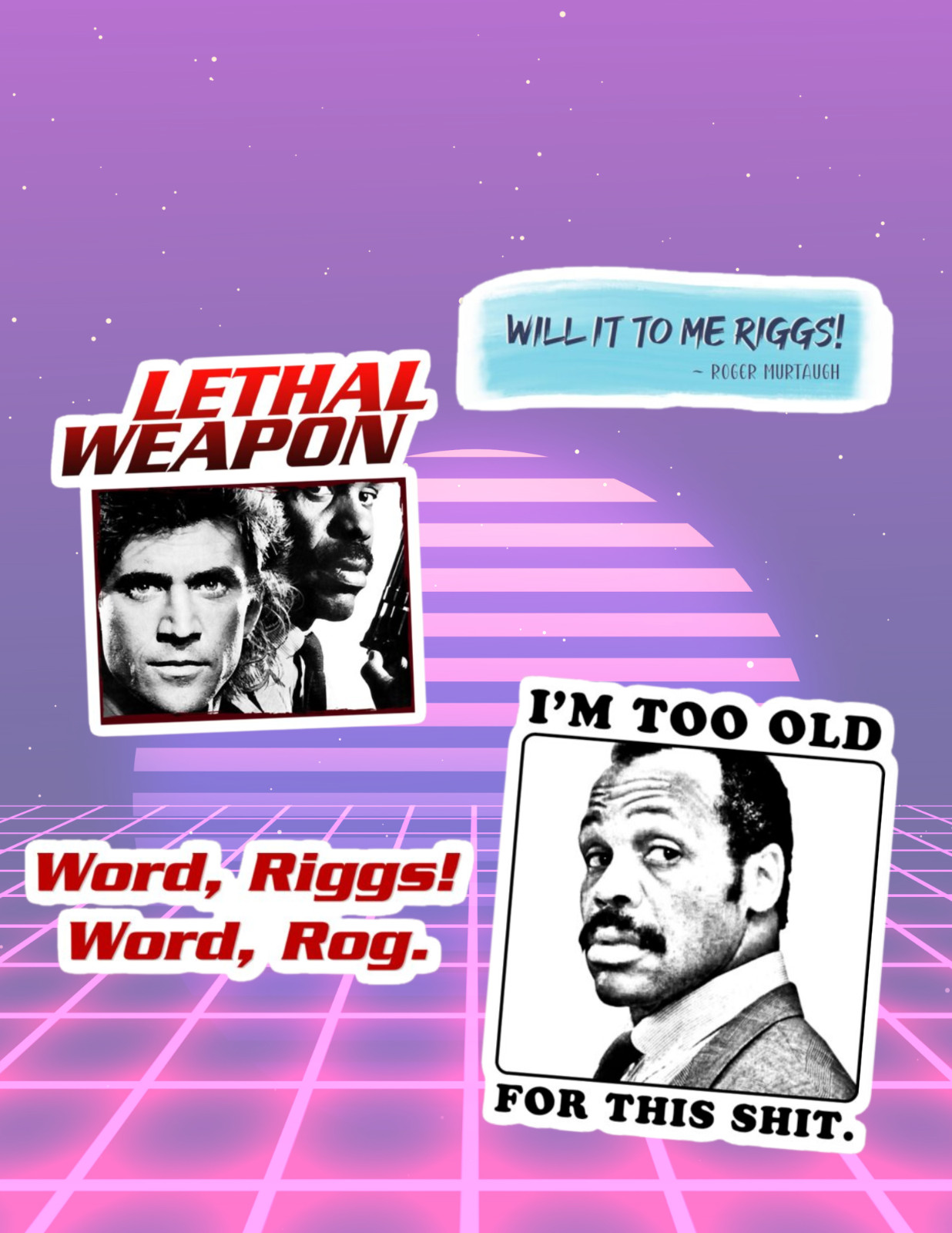 Lethal Weapon 80&rsquo;s Movies Sticker Pack