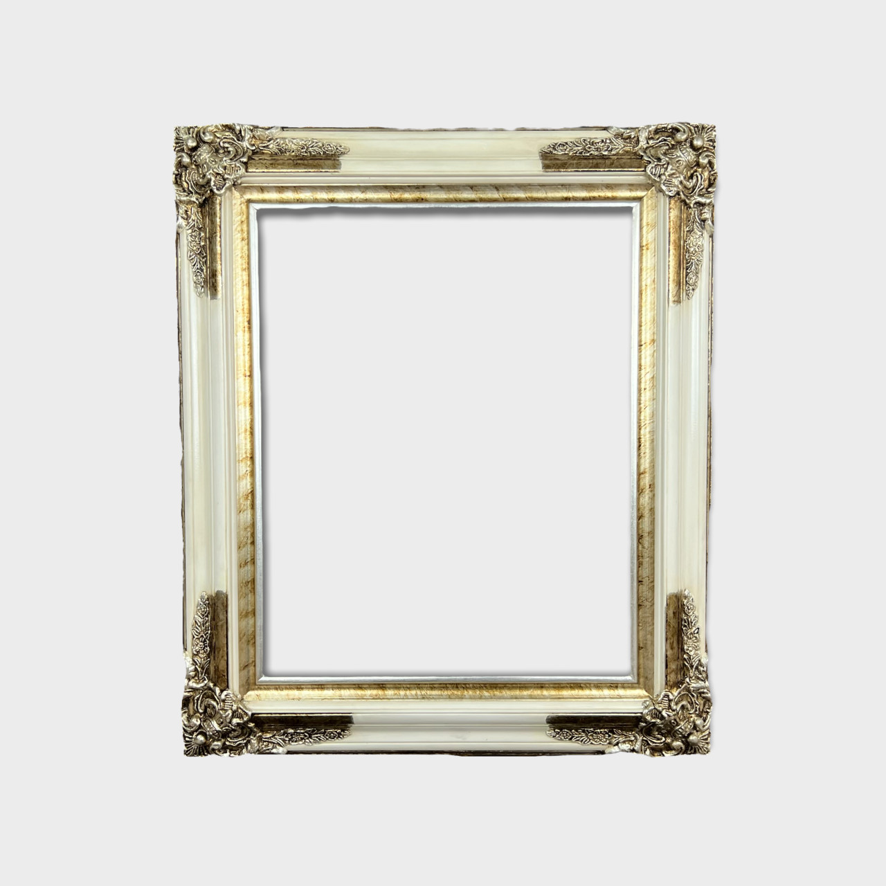 12 X 18 In Stock-Classic ornate wood frame, White frame, silver leaf frame.