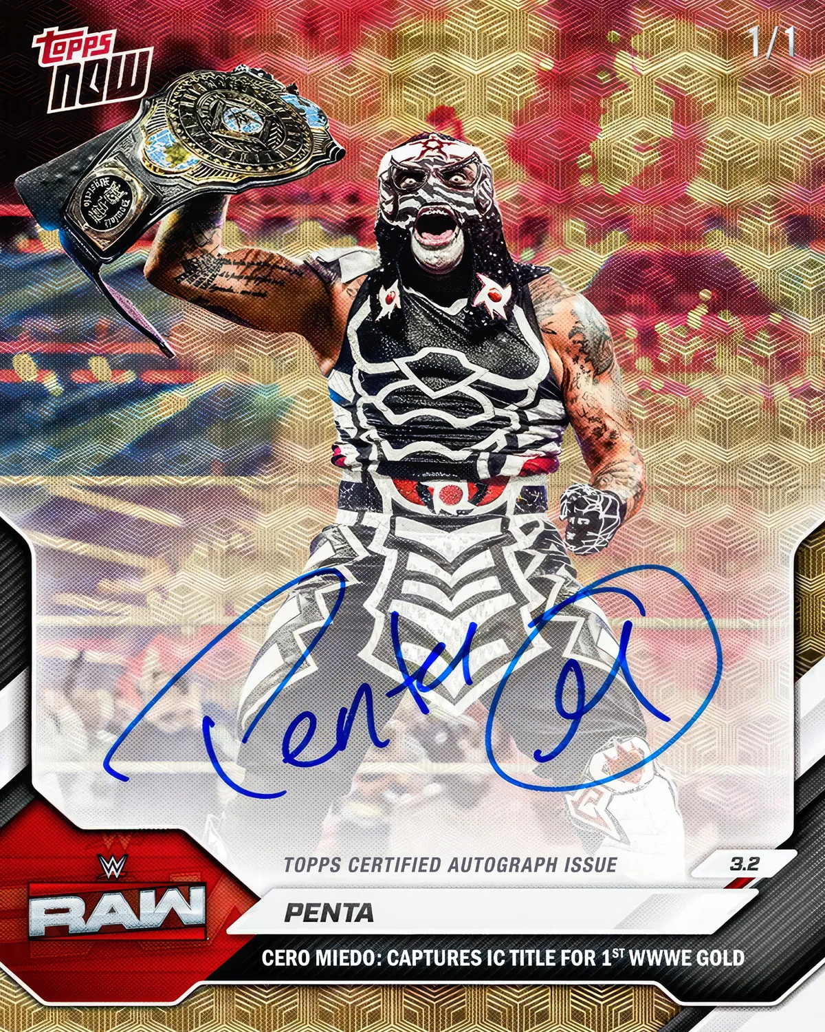 Penta El Zero Miedo WWE Champion Autograph Poster Wall Art Print Decor Sports Me