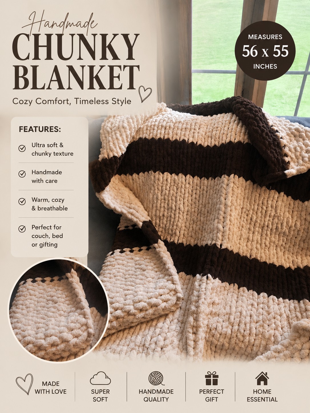 New Chunky Yarn Throw Blanket