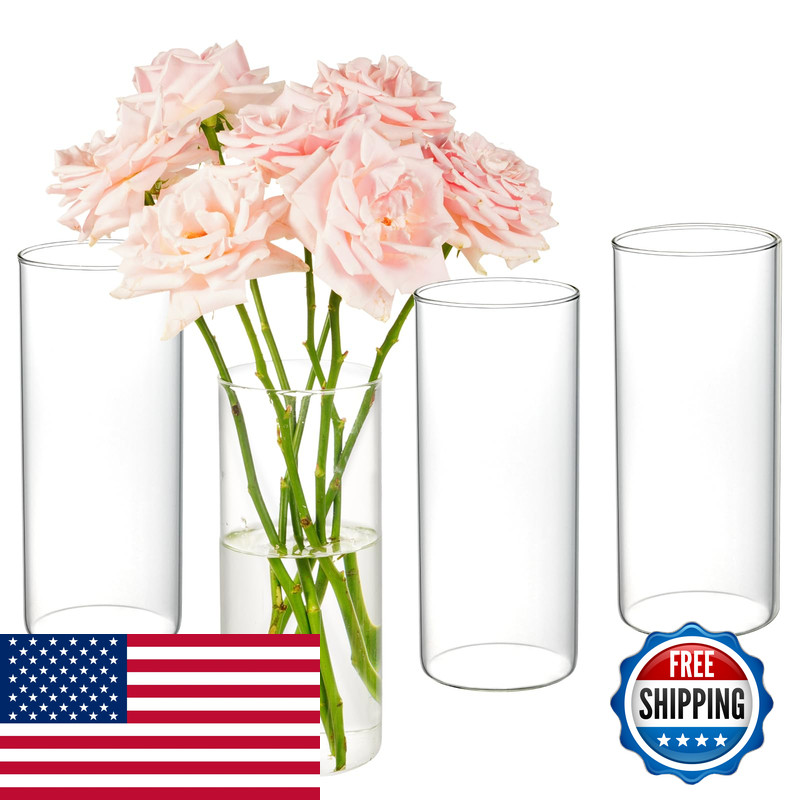 Dnanaol 4Pcs Glass Cylinder Vases For Centerpieces – 8 Inch Tall Glass Vases