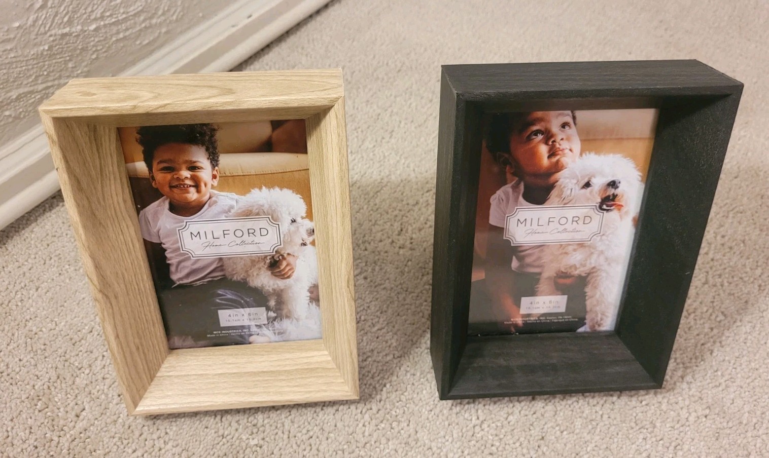 Milford Lot Of 2 Inch Deep Picture Frames Black & Beige NEW