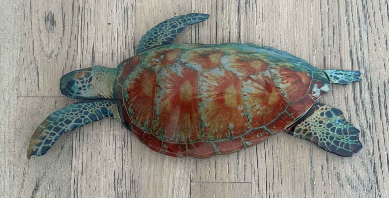 Sea Turtle Metallic Small Flat Wall Art 11 x 5.5  » Decorative Beach Coastal