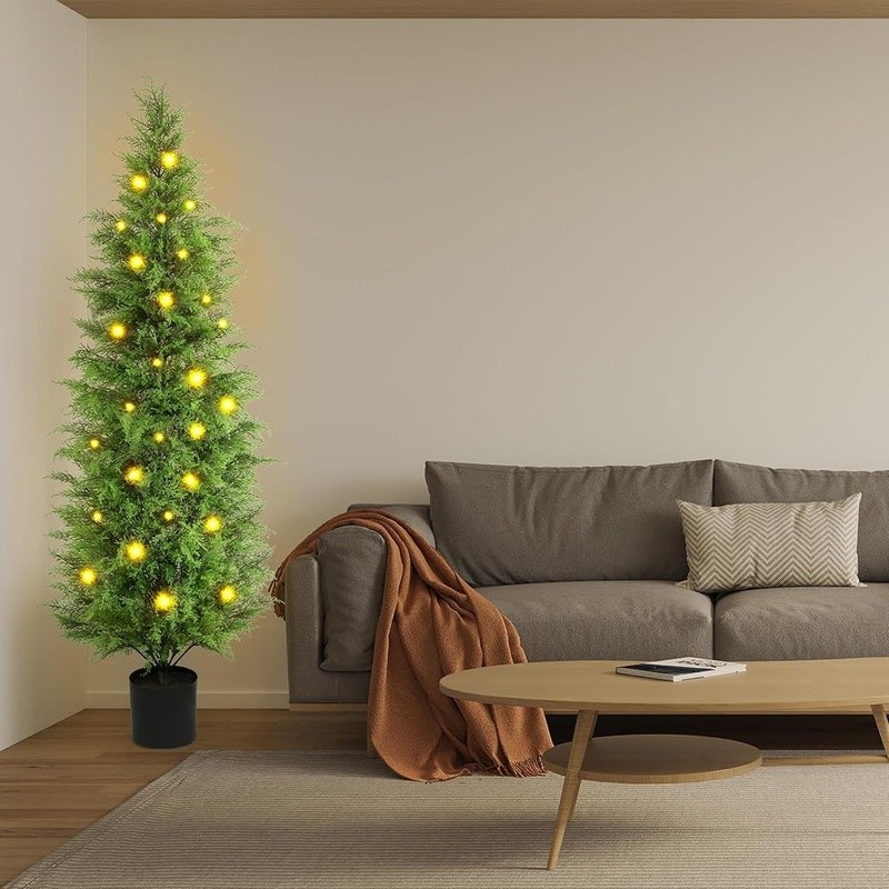 Artificial Cedar Topiary Tree 72in Faux Indoor Outdoor Easy Care Plant New