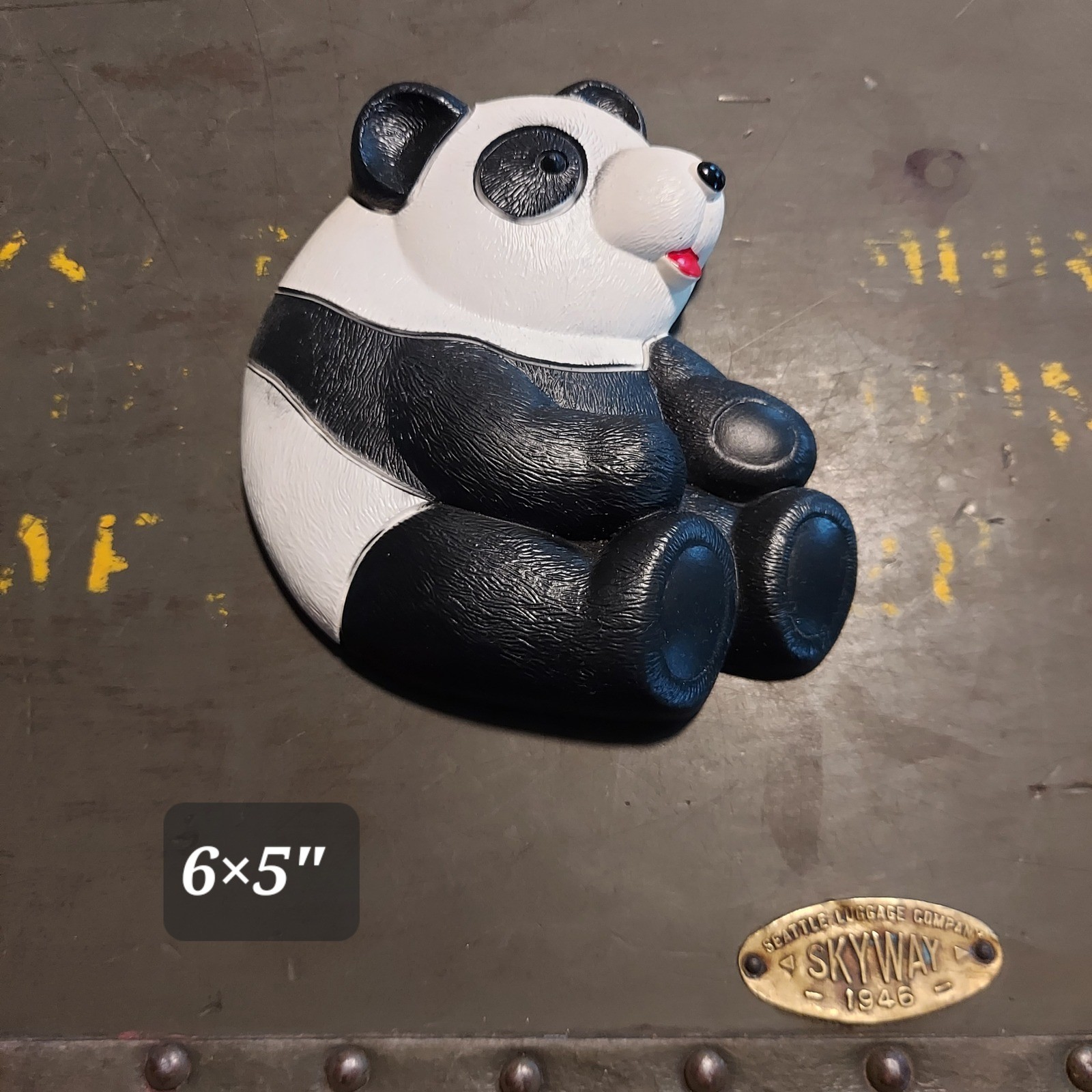Vintage Panda Bear Wall Hanging Plaque 3D Animal Nursery Decor Black White 6×5