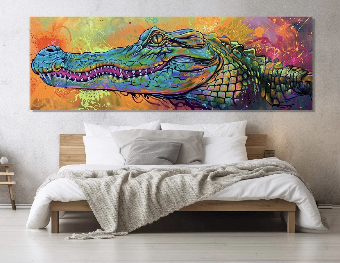 Abstract Crocodile Graffiti Canvas Wall art Wall Decor Crocodile Home Decor