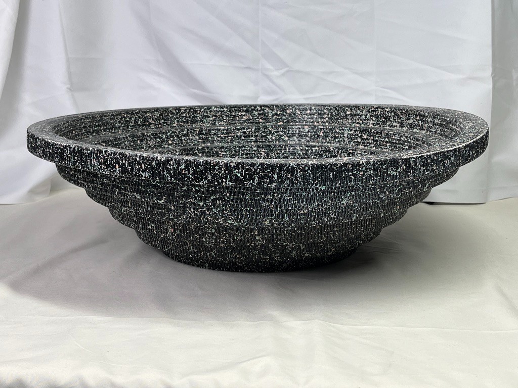 FLUTE Chicago 1980s Speckle Pedestal Base / Bowl Corrugated Cardboard Splatter