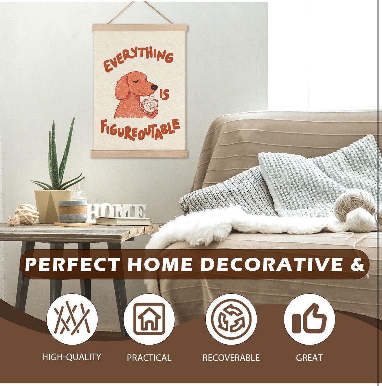 Everything Is Figureoutable Inspirational Wall Art Poster Framed, 12×16 Inch