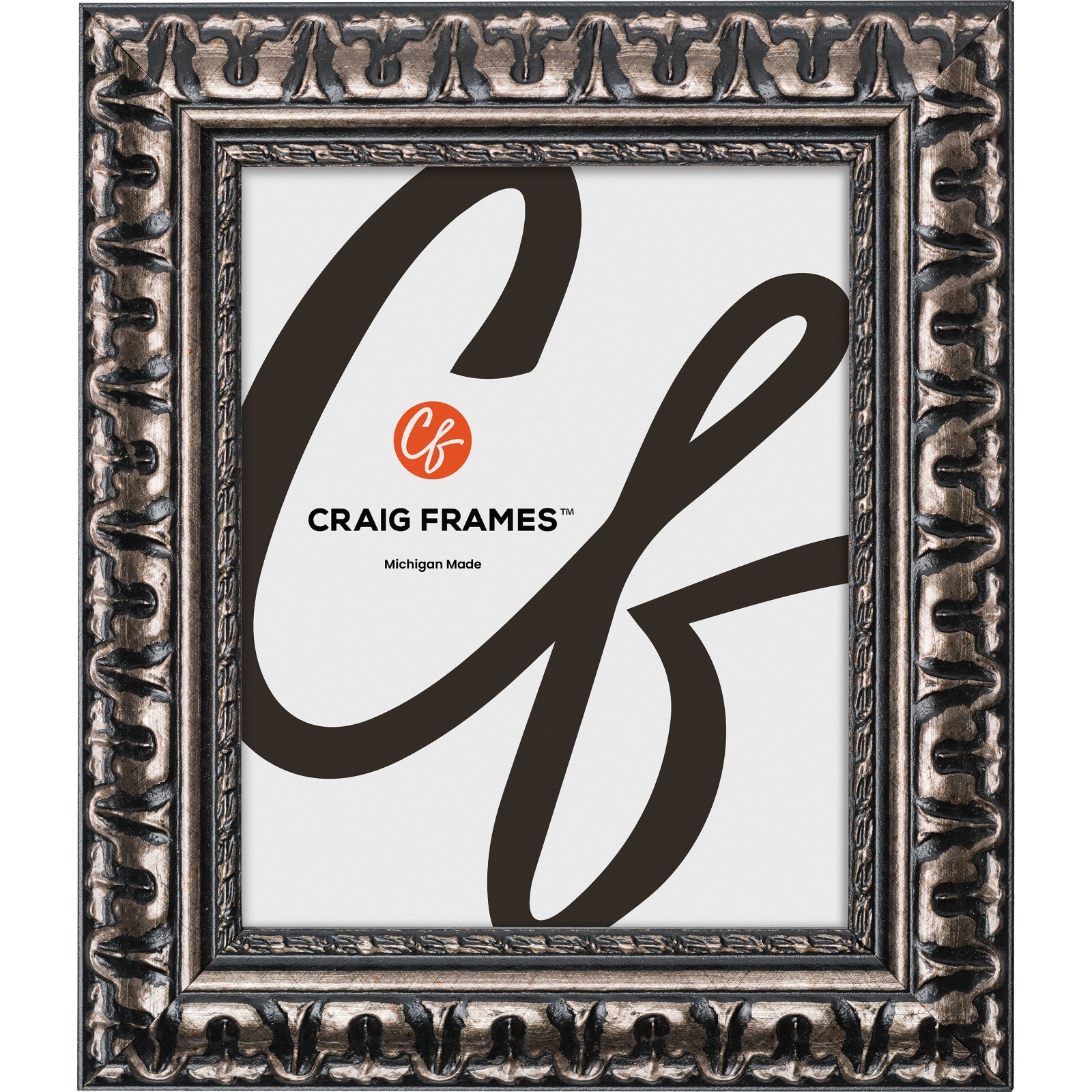 Bravado, 2&Prime; Wide Scratched Silver Picture Frame, Common Sizes 4×5 – 24×36