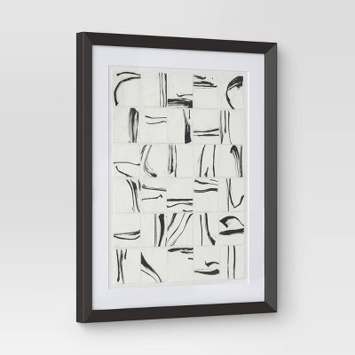 (Set of 2) 16&Prime;x20&Prime; Patterned Lines Abstract Framed Arts Black – Threshold