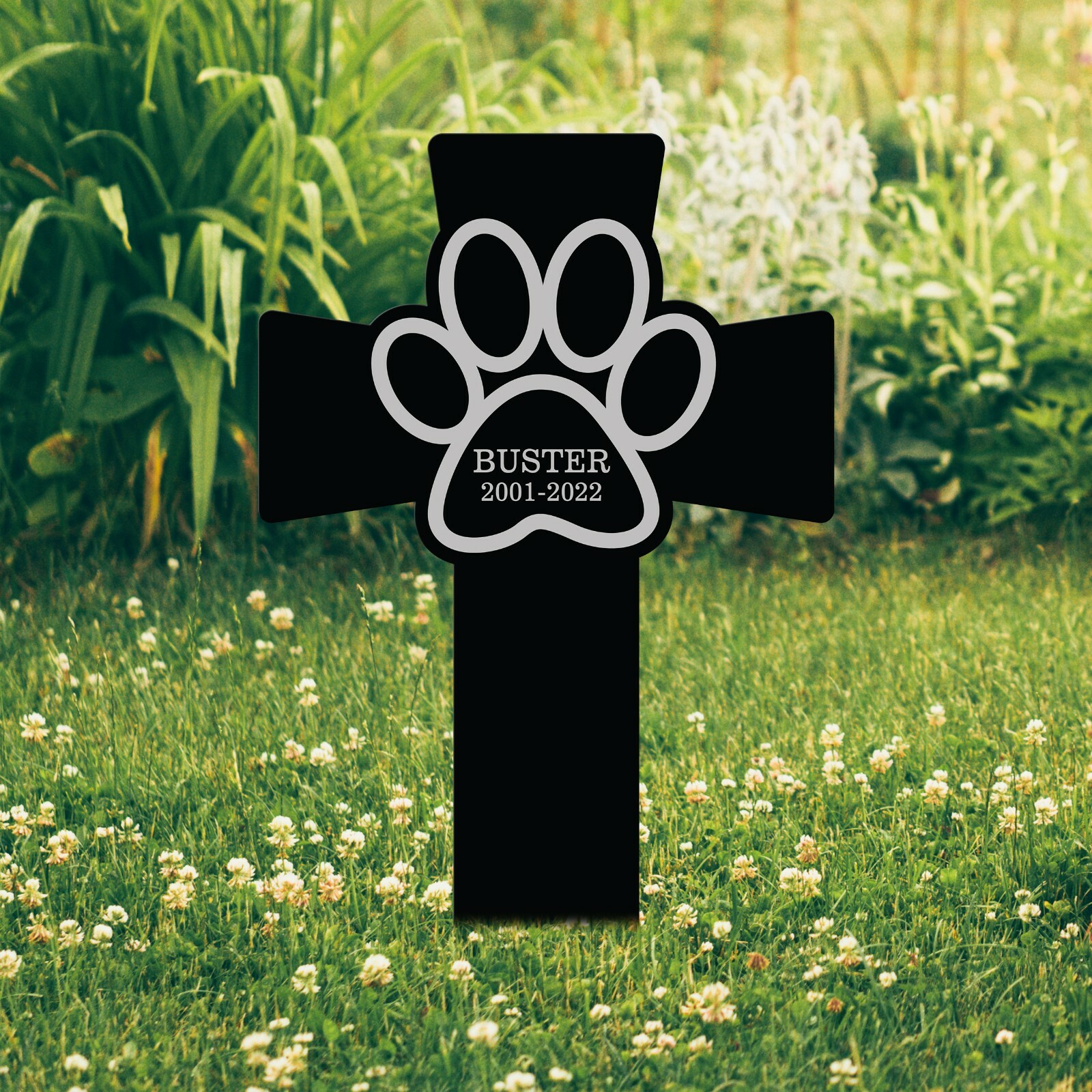 Personalized Pet Memorial Cross Acrylic Plaque Stake, Cat Dog Loss Grave Marker
