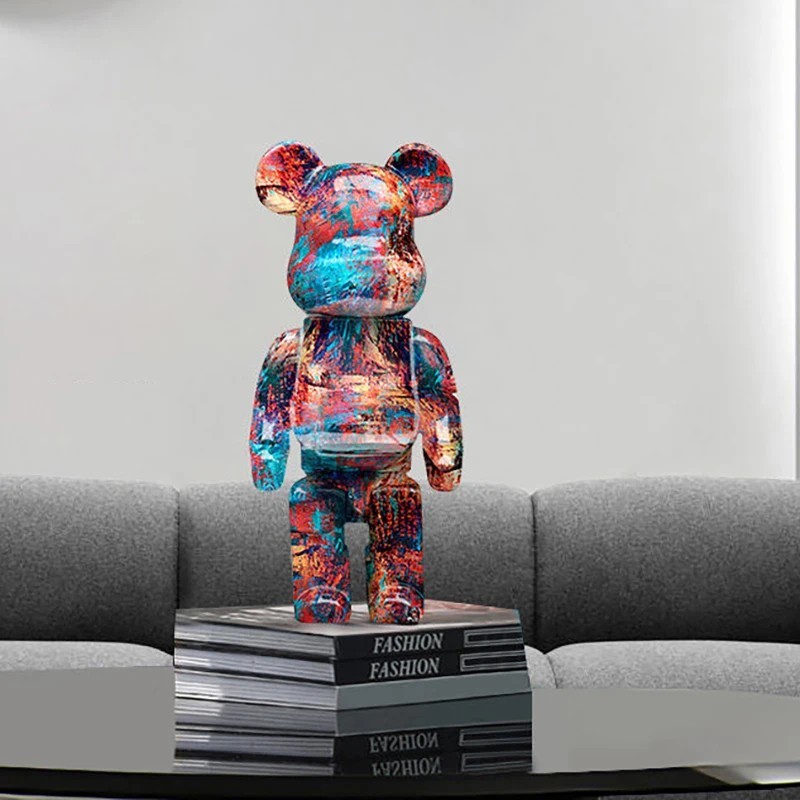 Graffiti Bear Figurine Storage Jar 27cm Resin Statue Modern Home Decor.