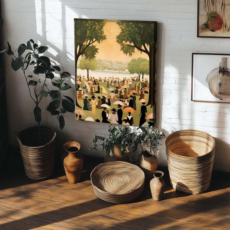 Juneteenth Celebration Canvas Wall Art: African American Retro Park Artwork