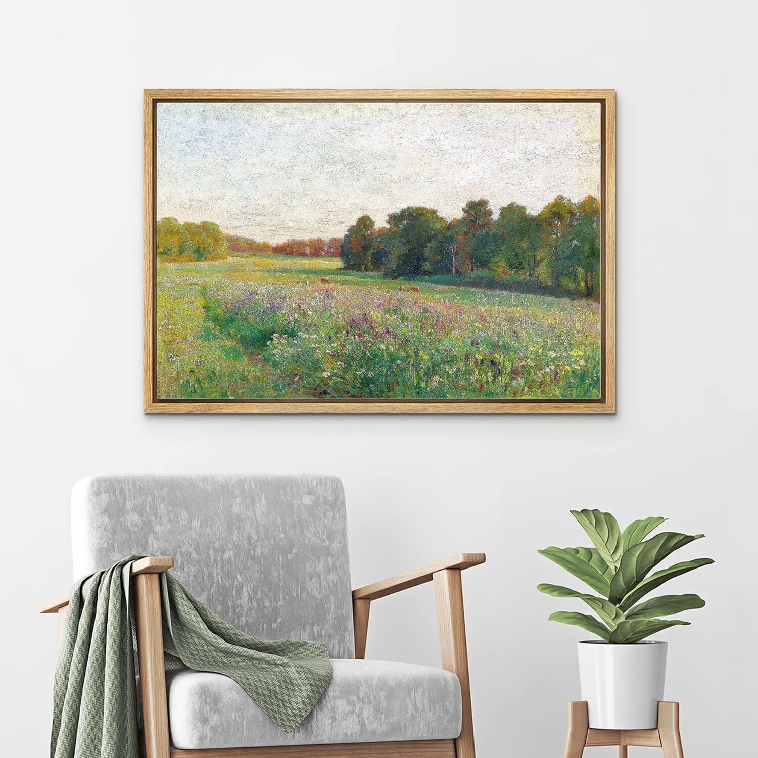 Wall26 Spring Summer Forest Landscape Framed Wall Art Canvas Print Decor
