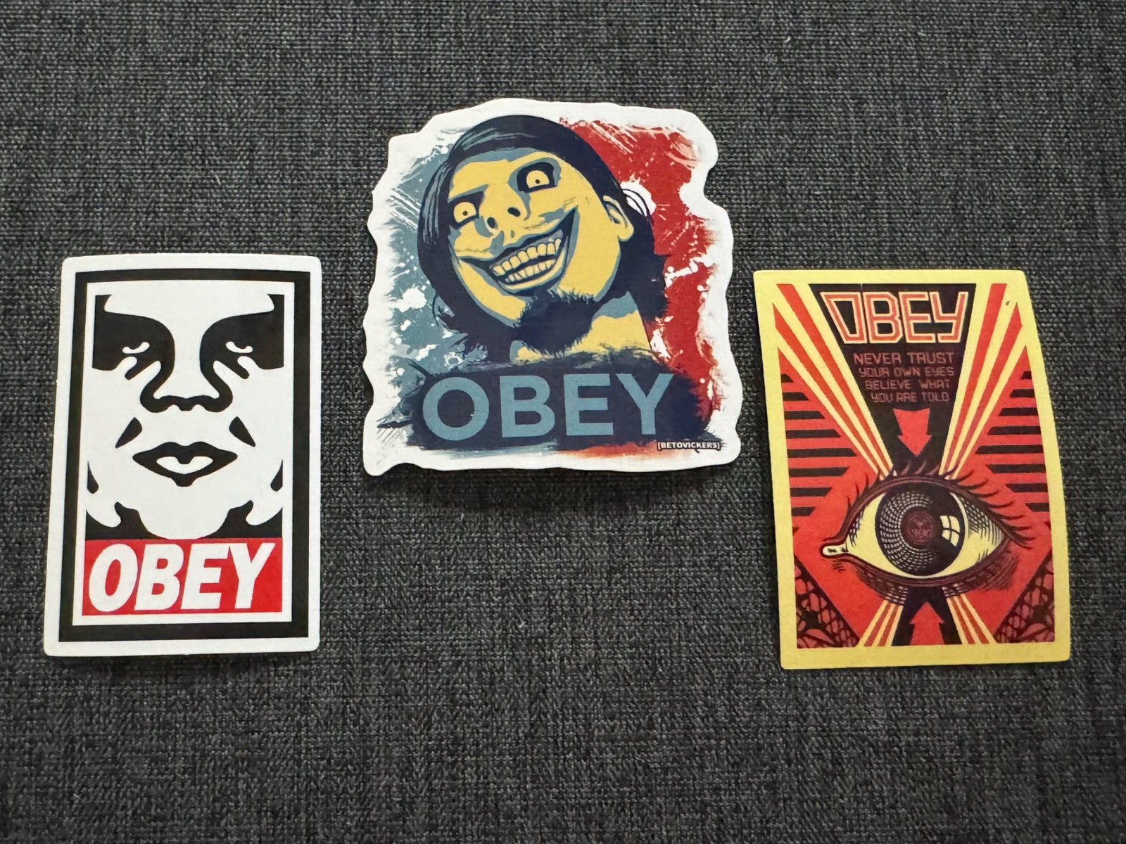 Lot (3) OBEY 1 5/8&Prime; to 2 1/2&Prime; Band STICKERS Fast! FREE SHIP!