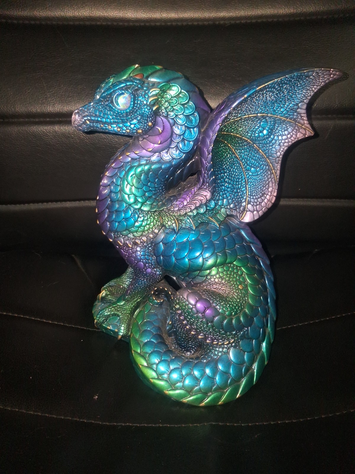 Spectral Windstone Editions Emerald Peacock Dragon Iridescent Reptile. VERY RARE