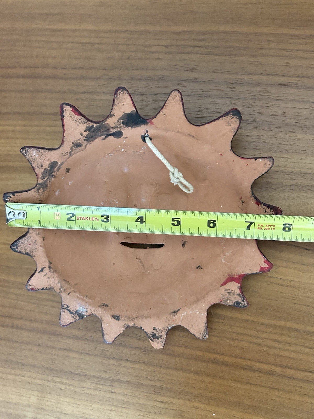 Vintage Terra Cotta 8” Sun Face 3D Art Pottery Hanging Wall Art Indoor/Outdoor