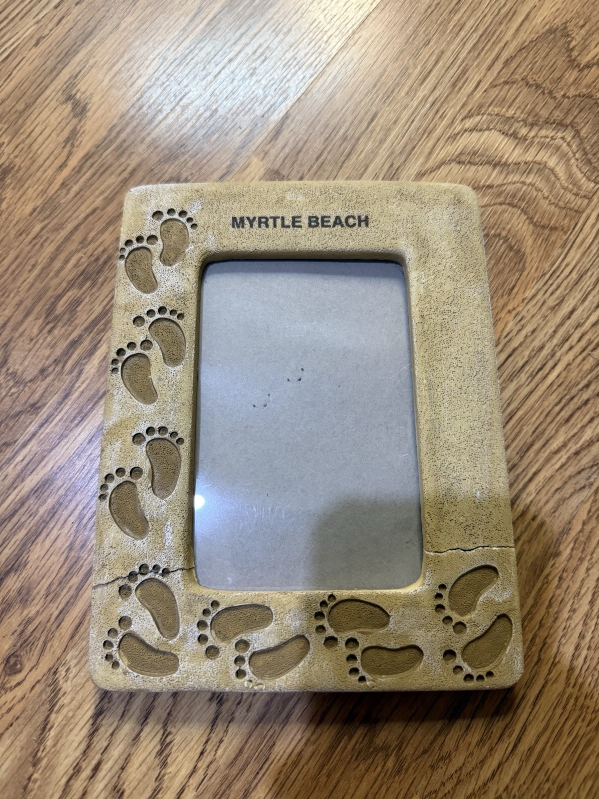 Cracked but functional- Myrtle Beach Feet In The Sand Picture Frame 3.5 X 5