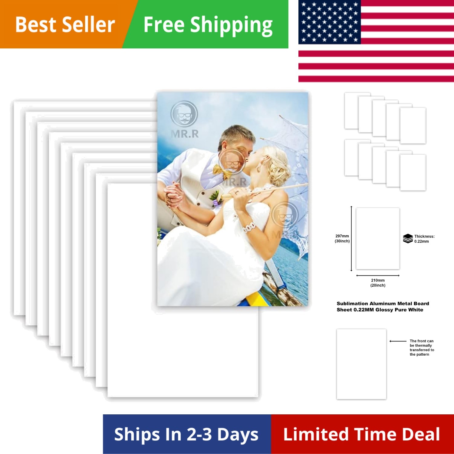 10 Pieces 8×12 inch Sublimation Blanks Aluminum Metal Board Glossy Pure White…