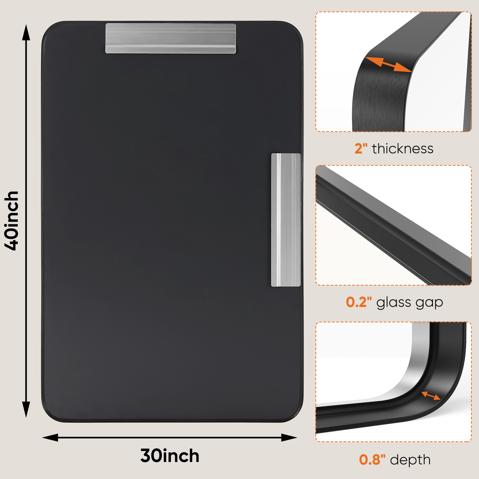 Black Metal Framed Vanity Mirror for Bathroom in 3 Sizes – Anti-Rust Finish
